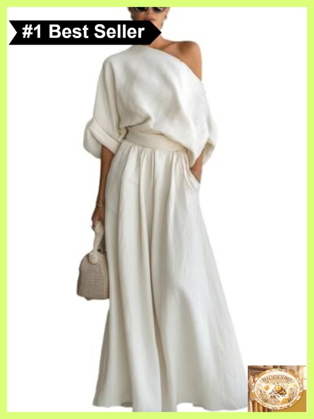 Two Piece Wide-Leg Pants Set Asymmetric Top Polyester Spandex